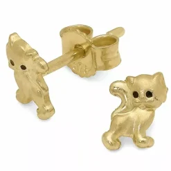 Katte ørestikker i 9 karat guld med