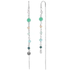 Lange multifarvede kæde øreringe i sølv