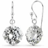 Lange rund zirkon øreringe i sølv