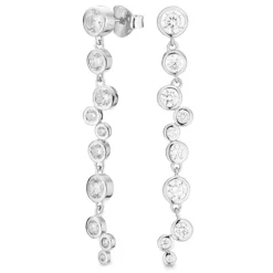 Lange zirkon øreringe i sølv - Bubbly Sparkle