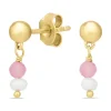 Lyserød rosa krystal øreringe i forgyldt sølv
