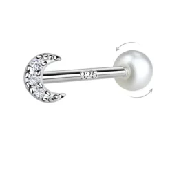 Måne zirkon helix piercing i sølv