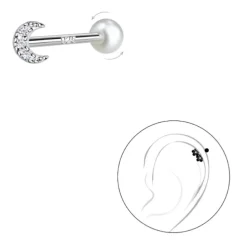 Måne zirkon helix piercing i sølv