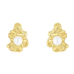 Nava Eos Petite Studs perle øreringe i forgyldt sølv