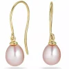 Ovale 7 - 8 mm aaa-graded ferskvandsperle øreringe i 14 karat guld med