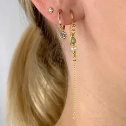 Perle kæde øreringe i forgyldt sølv