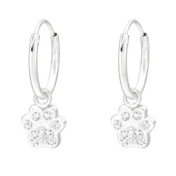 Pote krystal creoler i sølv