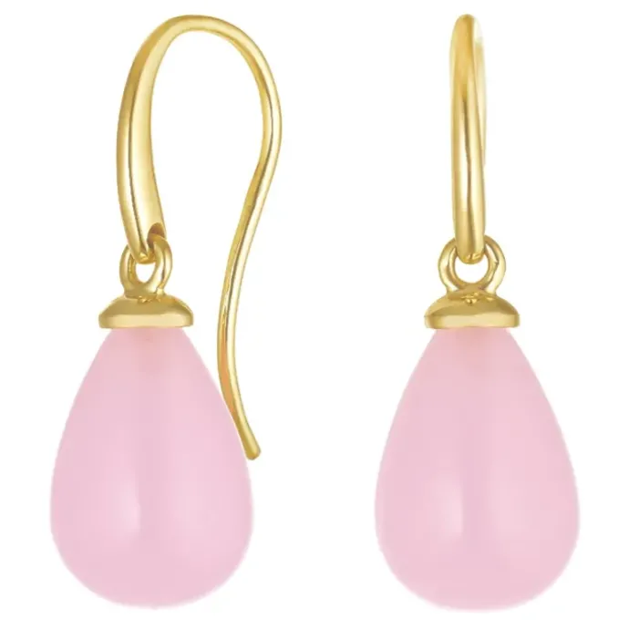 Øreringe i 9 karat guld med rosa krystal