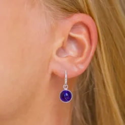Runde blå jadesten øreringe i sølv