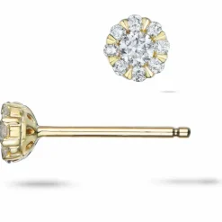Runde diamant ørestikker i 14 karat guld med diamant og diamant