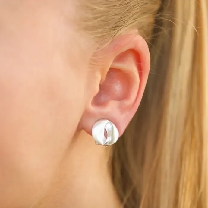 Runde øreclips i sølv