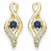 Safir diamantøreringe i 14 karat guld med diamant og safir