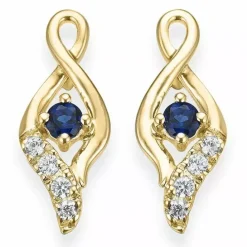 Safir diamantøreringe i 14 karat guld med diamant og safir