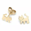 Små katte ørestikker i 9 karat guld