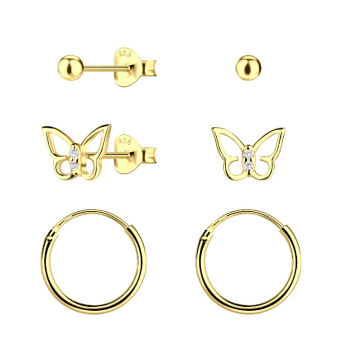 Sommerfugle creoler i forgyldt sølv