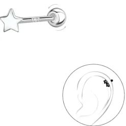 Stjerne helix piercing i sølv