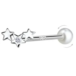 Stjerne zirkon helix piercing i sølv