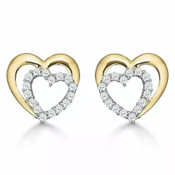 Støvring Design hjerte øreringe i 14 karat guld hvid zirkon