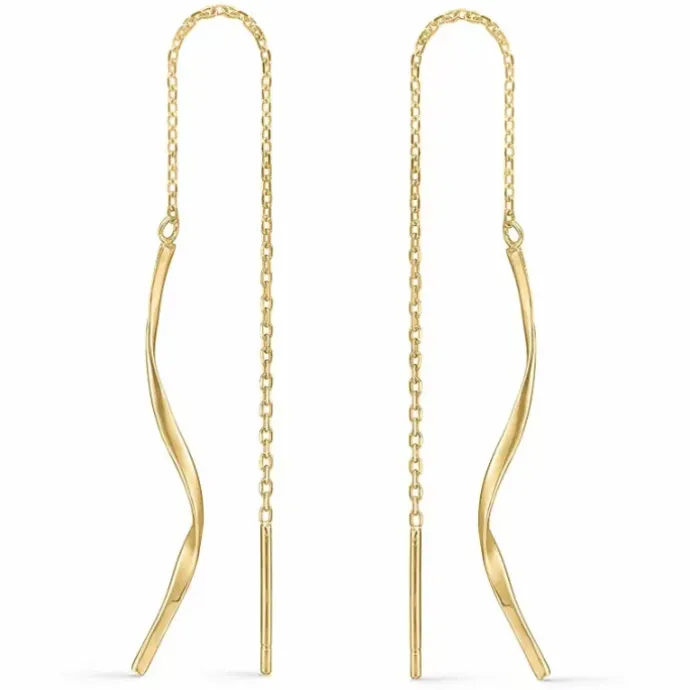 Støvring Design lange øreringe i 14 karat guld