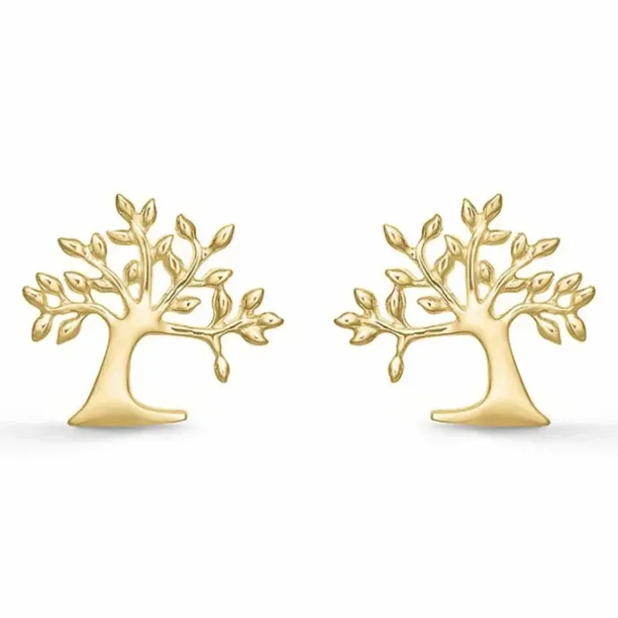 Støvring Design livets træ øreringe i 8 karat guld