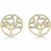 Støvring Design livets træ zirkon øreringe i 14 karat guld