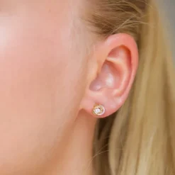 Zirkon ørestikker i 9 karat guld med zirkon